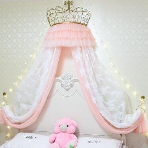 家柏饰(CORATED)公主房装饰皇冠床幔纱帘 卧室床头帘少女心纱幔名宿床上窗帘帷