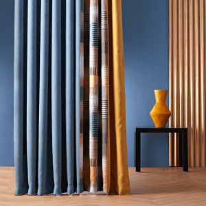 北欧灰粉窗帘拼色粉红色现代简约小户型家用房间卧室全遮光两片式