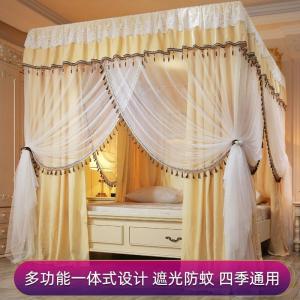 美帮汇床帘蚊帐一体式加密加厚廷公主风床幔家用2米1.8m床1.5欧式纹帐