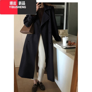 YIBUSHENG卡其色风衣外套女设计高级感2023年新款春秋中长款韩系小个子大衣