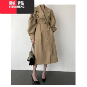 YIBUSHENGAITRCOCO高定复古英伦风衣外套女款2023新款中长款韩系高级感大衣