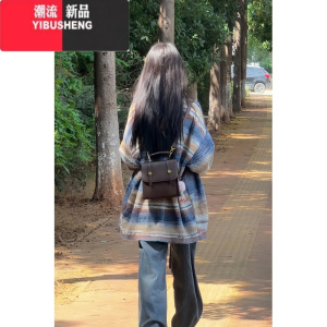 YIBUSHENG条纹毛衣女春oversize日系复古慵懒风设计感小众学生针织外套