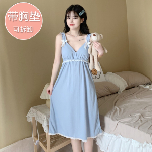 SHANCHAO带胸垫吊带睡裙女夏季公主风甜美可爱2022年新款夏天睡衣性感