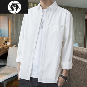 HongZun2023新款薄长袖外套衬衫男青年学生韩版休闲宽松寸衣衣