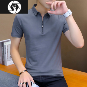 HongZun2023夏季新款男装翻领男士短袖POLO衫体恤衣服商务拉链领T恤