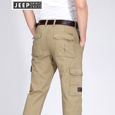 JEEPSPIRIT吉普时尚男春秋新款工装休闲裤男士水洗纯棉长裤直筒裤