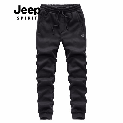 吉普JEEPSPIRIT针织卫裤男休闲运动长裤秋冬加绒加厚长裤休闲健身跑步裤子