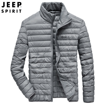 JEEPSPIRIT吉普薄款羽绒服男时尚休闲立领羽绒外套男装秋冬简约纯色轻薄白鸭绒上衣