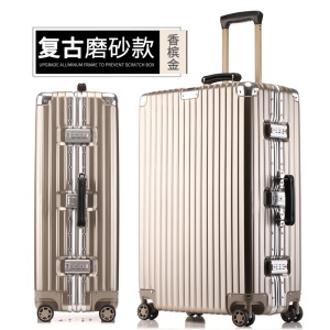 罗恩Ronoen铝框拉杆箱万向轮ins网红行李箱女韩版小清新旅行箱复古直角密码箱男登机箱20/24/26/29寸托运皮箱