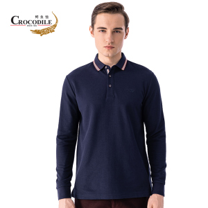 鳄鱼恤CROCODILE 秋季新品 男士时尚简约纯色长袖polo衫 顺丰发货 BA-53501