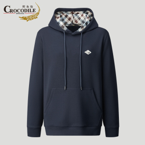鳄鱼恤CROCODILE 长袖连帽卫衣男士秋冬纯色美式休闲保暖上衣