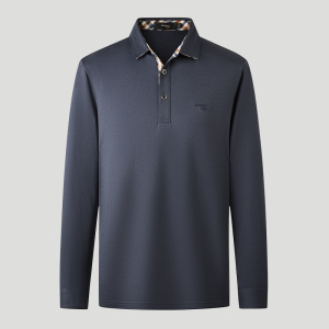 鳄鱼恤CROCODILE POLO衫男士春秋商务休闲纯色爸爸父亲长袖T恤