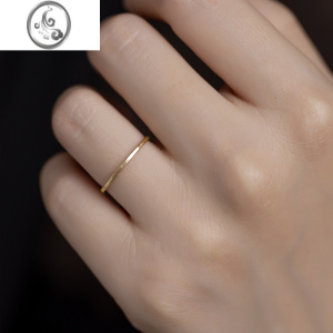 JiMi巨细!0.5mm!14k包金食指戒尾戒不掉色银银链条戒指钛钢素圈指环