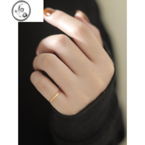 JiMi小码素圈戒指尾戒女小指简约钛钢金色实心指环小众时尚百搭款