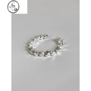 JiMiS925银银戒指女款个性时尚碎银子戒指女ins潮开口设计单圈银指环
