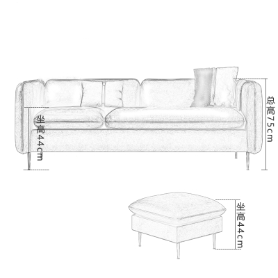 北欧皮艺符象沙发小客厅空间卧室轻奢风双人现代简约三四人位皮质沙发