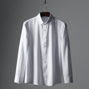SUNTEK竹纤维面料高端商务正装应聘夏季休闲黑色衬衣免烫白衬衫男上衣衬衫