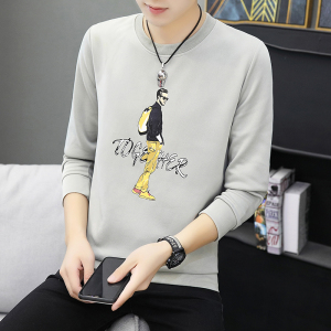 SUNTEK长袖T恤男学生圆领上衣服加绒保暖秋季韩版修身青少年打底衫卫衣T恤