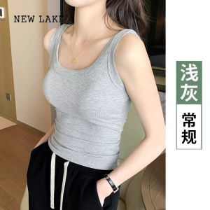 NEW LAKE2024新款小吊带背心女夏外穿内搭打底衫白色宽带工字螺纹美背上衣