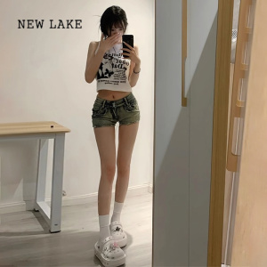 NEW LAKE美式辣妹性感低腰牛仔短裤女夏季2024新款修身显瘦包臀短热裤子
