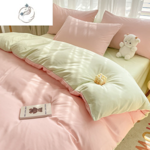 舒适主义纯色水洗棉四件套床单被套床笠单人宿舍三件套床上用品