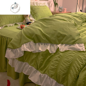 舒适主义韩式水洗棉磨毛床单被套四件套冬季床上用品床裙式单人床品三件套