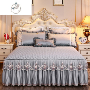 舒适主义欧式夹棉加厚床裙三件套1.8m床罩公主风蕾丝床单1.5米床防滑床套