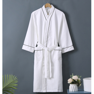 添福运 夏季浴袍酒店浴袍男女士浴衣棉华夫格睡袍薄款长款情侣全棉吸水速干睡袍