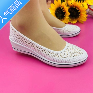 SUNTEK护士鞋女白色夏季坡跟平底2023新款韩版美容鞋镂空妈妈小白鞋