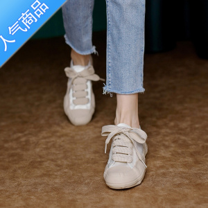 SUNTEK西班牙小众绸缎帆布鞋女港风2023年软底休闲小白鞋大码女鞋41一43
