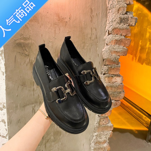 SUNTEK法式小皮鞋女英伦风黑色鞋子2023年新款夏季乐福鞋厚底单鞋夏