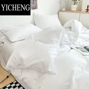 YICHENG酒店布草床单四件套夏季纯白色被套棉旅社宾馆民宿床上用品三件套
