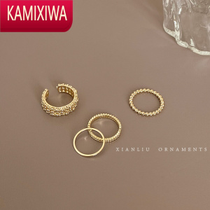KAMIXIWA高级感气质金属戒指女时尚个性轻奢小众精致网红套装食指环冷淡风