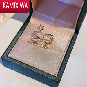 KAMIXIWA韩版ins复古锆石简约开口戒指女个性时尚珍珠指环网红冷淡风尾戒