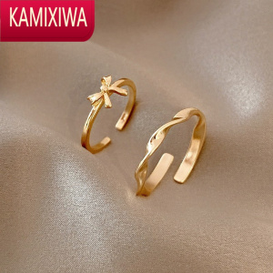 KAMIXIWA戒指女套装组合ins潮网红冷淡风设计感珍珠指环复古个性尾戒