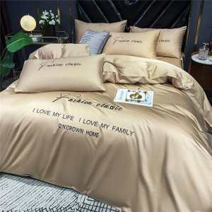 []四件套纯色刺绣水洗棉被单宿舍被套冬季床单三件套床上用品春夏款薄春夏秋冬季