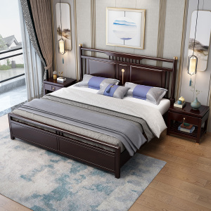月影梳桐新中式实木床1.8米现代轻奢禅意高箱储物抽屉床1.5m主卧双人床