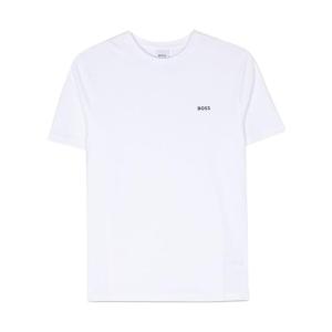 Hugo boss罗纹圆领短袖T恤男童胸前logo徽标印花男式休闲百搭