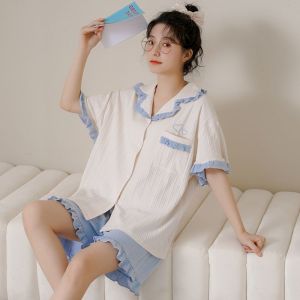 2023年新款睡衣女夏季薄款短袖春夏天可爱家居服两件套