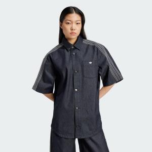 阿迪达斯(adidas)adidas宽松短袖牛仔衬衫女百搭休闲运动POLO衫短
