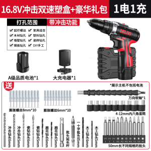 德力西大功率充电冲击锂电钻手持钻多功能家用电动螺丝刀工具套装