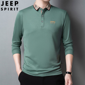JEEP SPIRIT吉普男士长袖T恤新款翻领纯色POLO衫秋冬时尚上衣