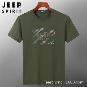 JEEP SPIRIT吉普短袖T恤男士纯棉体桖夏季新款半袖体恤