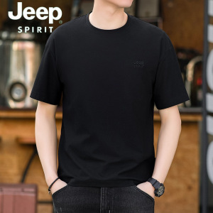 JEEP SPIRIT吉普2024春夏新款男士索罗纳休闲宽松落肩款大码半袖T恤