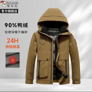 啄木鸟羽绒服男女款冬季2024新款户外情侣工装风保暖加厚御寒外套