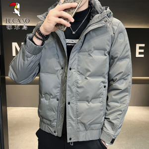 啄木鸟轻薄羽绒服男士加厚保暖冬季新款潮牌休闲帅气连帽外套男装
