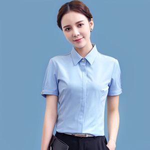 白衬衫女短袖免烫夏季新款韩版雪纺修身OL职业工作服衬衣