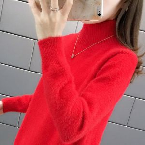 毛衣女新款时尚宽松外穿套头内搭半高领打底衫女秋冬