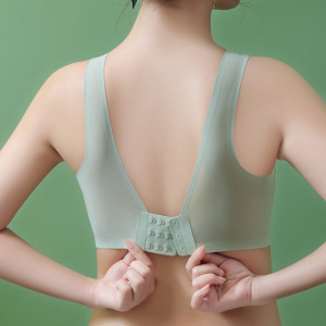 美背文胸内衣女无钢圈聚拢乳胶胸罩薄款大码一体背心式防下垂