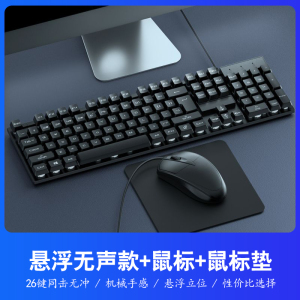 键盘鼠标套装电脑台式笔记本办公打字专用USB有线机械键盘